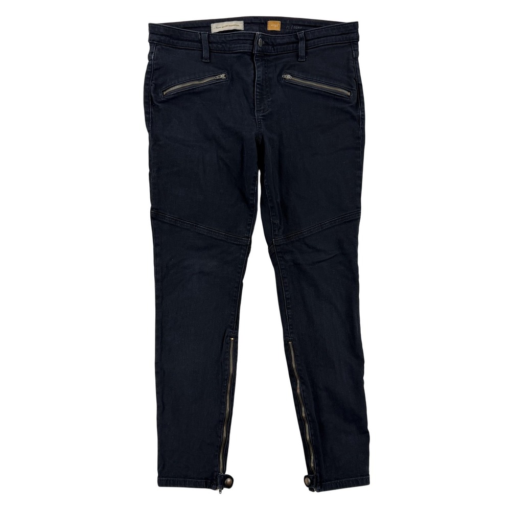 Pilcro Anthropologie Skinny Jeans Womens 32 Gray Charcoal Zip Ankle Zip Moto